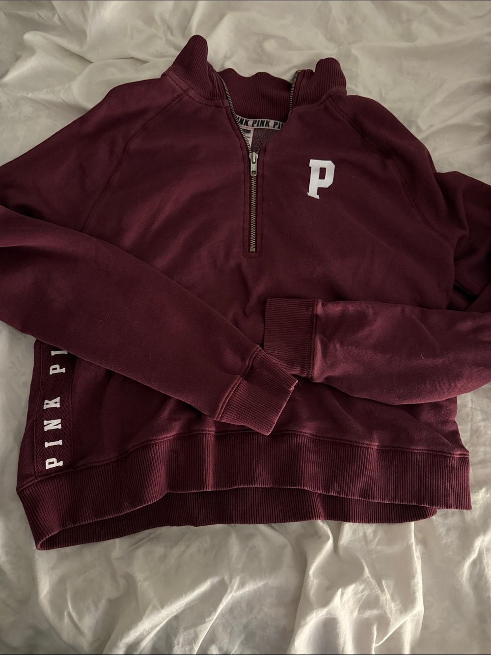 PINK Victoria's Secret Half-Zip Pullover in Deep Burgundy